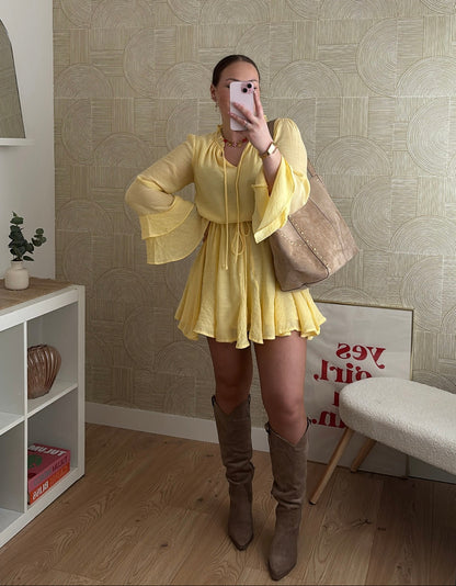 Robe courte jaune - SOLEIL