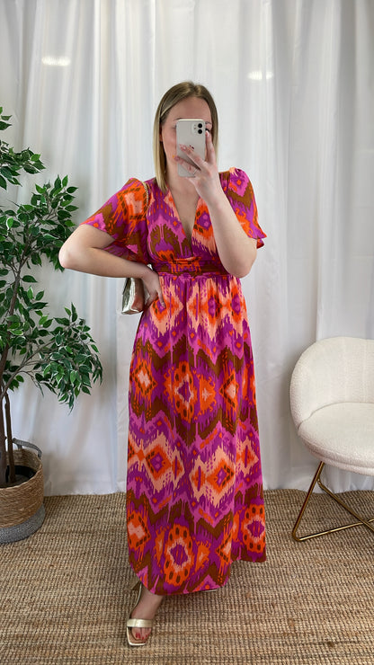 Robe longue SUNNY - Orange & Rose