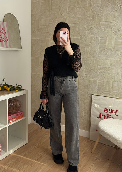 Jeans asymétrique gris - CHRIS