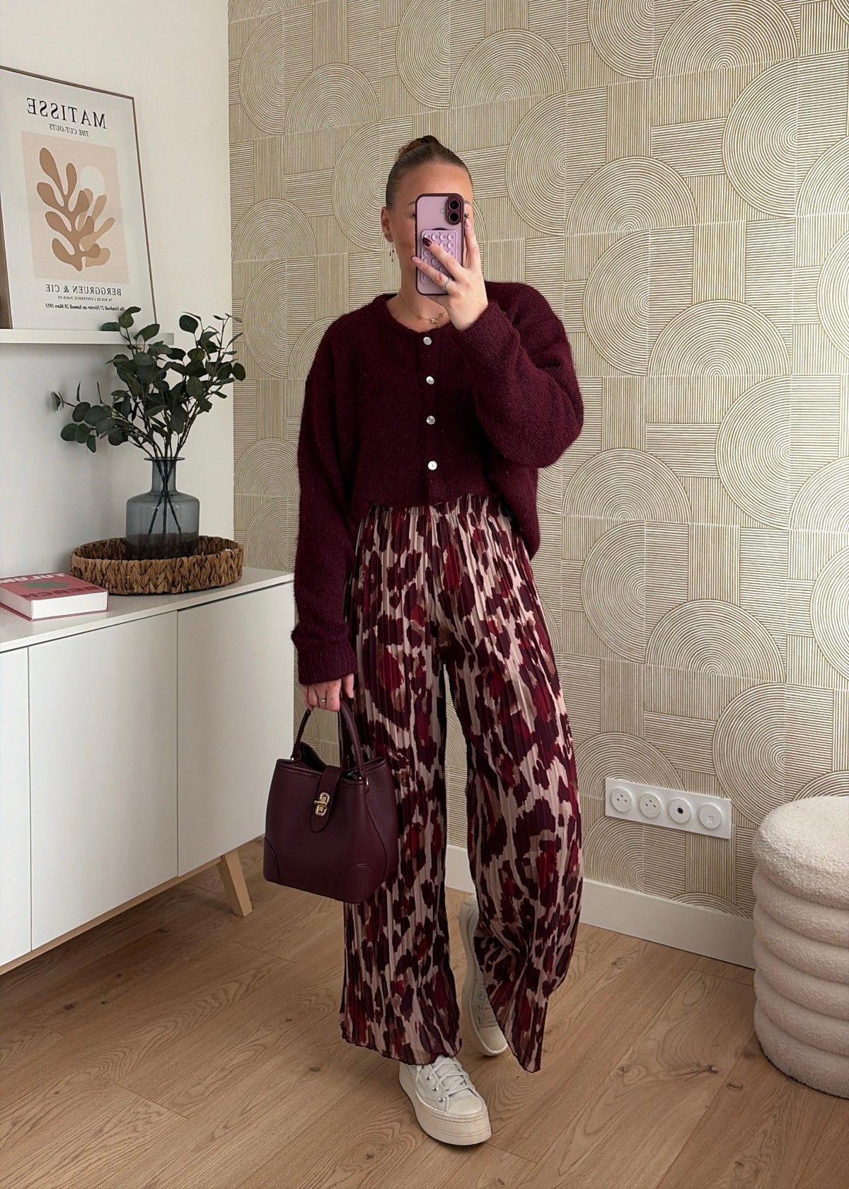 Pantalon plissé bordeaux - LOUISA