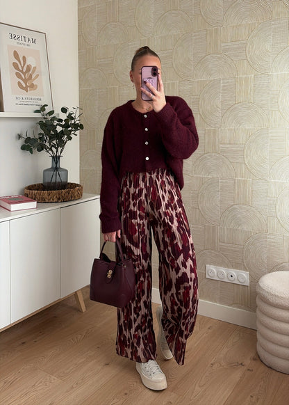 Pantalon plissé bordeaux - LOUISA