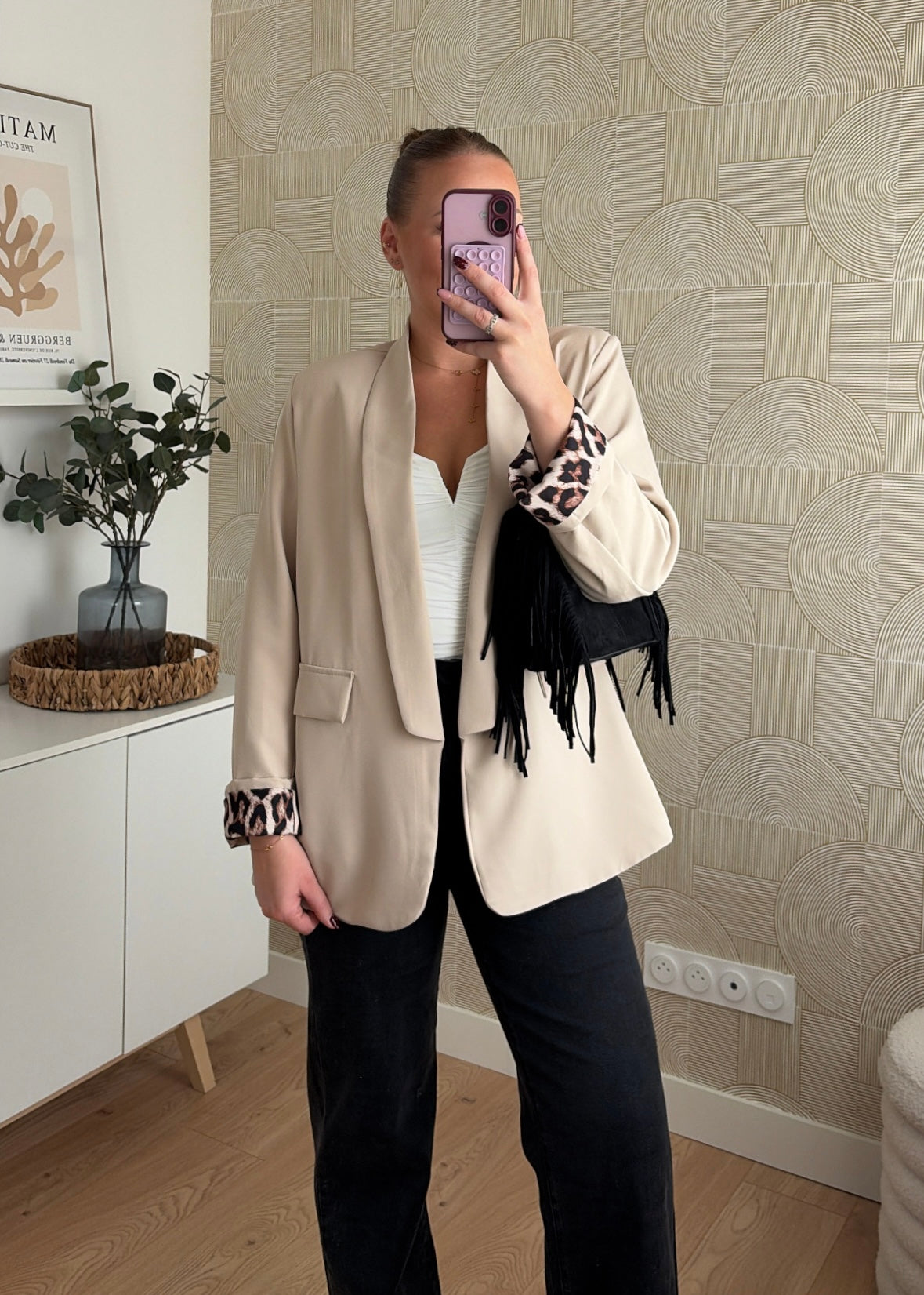 Blazer beige à revers - LEO