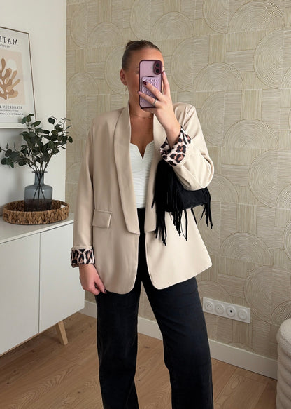 Blazer beige à revers - LEO