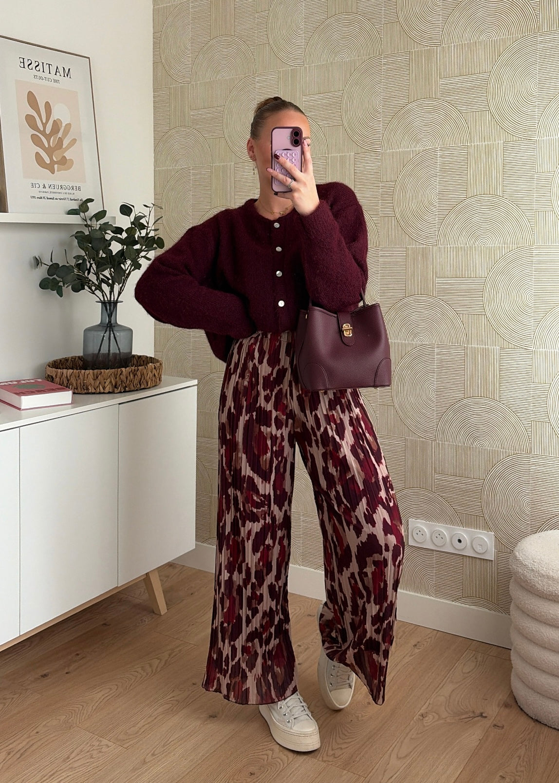 Pantalon plissé bordeaux - LOUISA