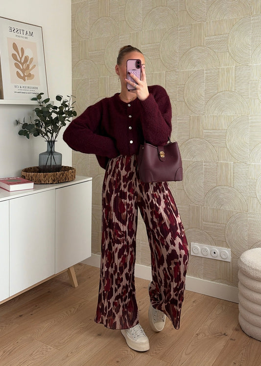 Pantalon plissé bordeaux - LOUISA
