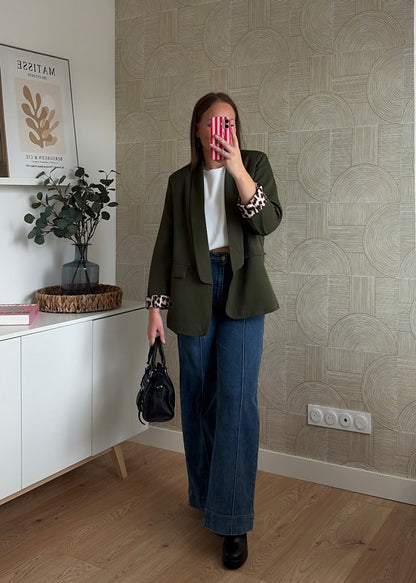 Blazer kaki à revers - LEO