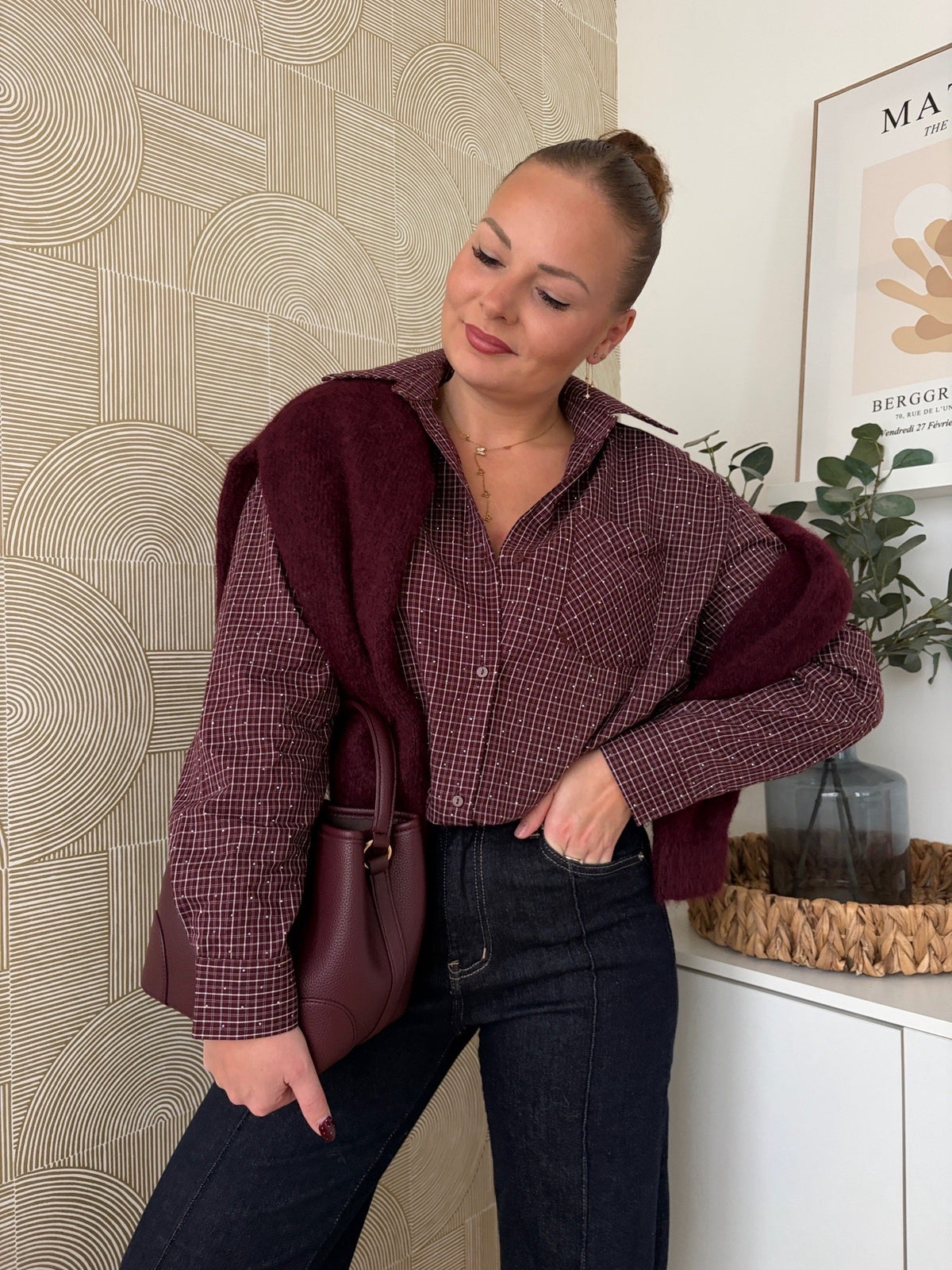 Chemisier strass burgundy - ELENA