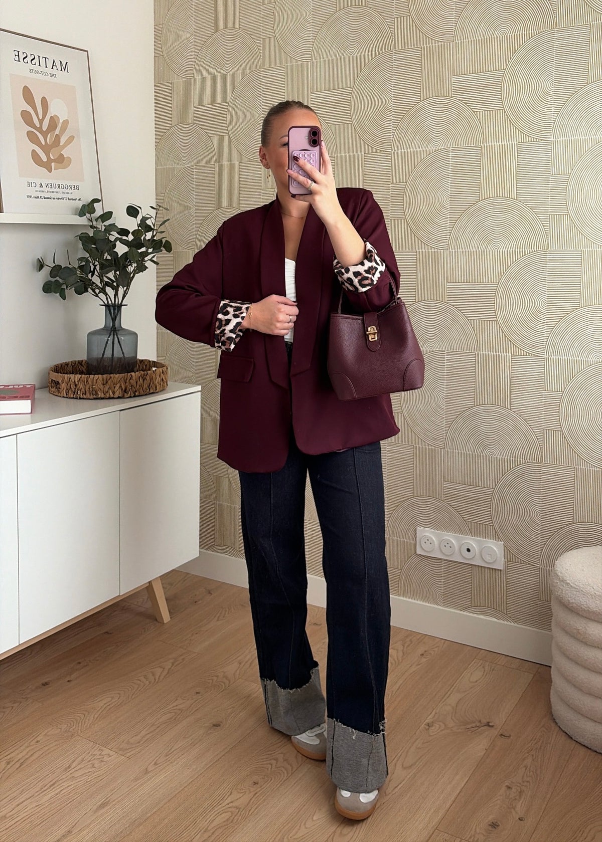 Blazer bordeaux à revers - LEO