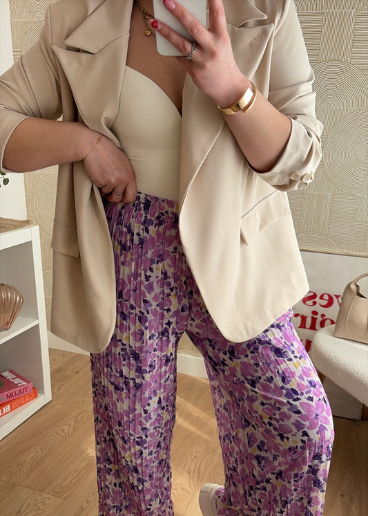 Pantalon plissé à motifs lilas - INAYA