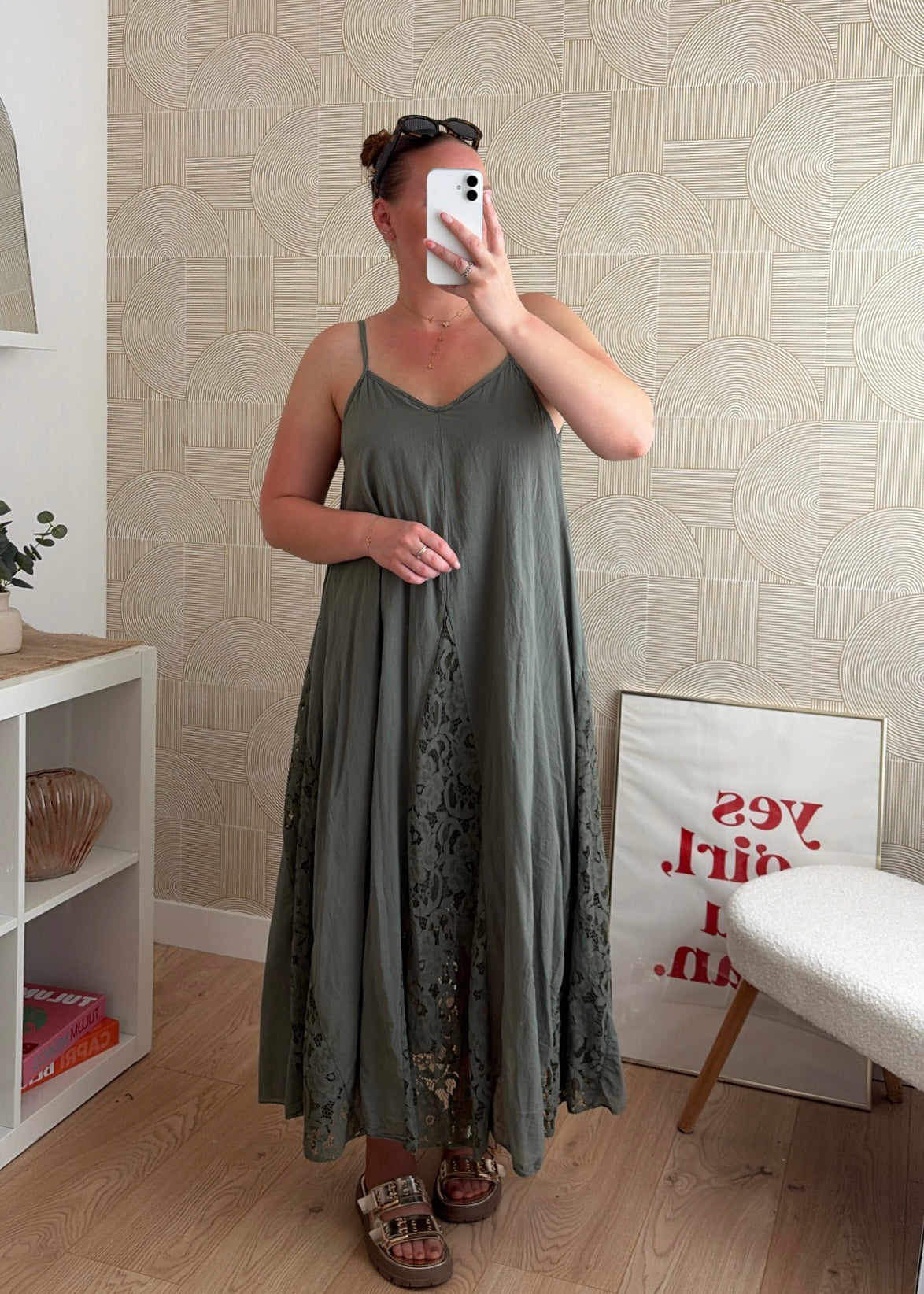 Robe dentelle kaki - CALIPSO