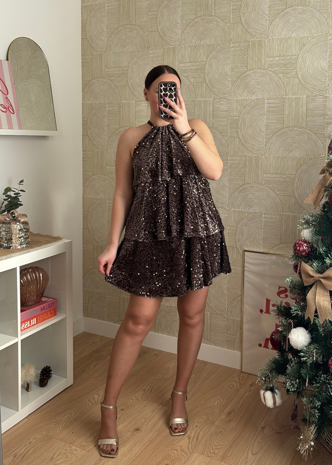 Robe à sequins chocolat "L'INCROYABLE"