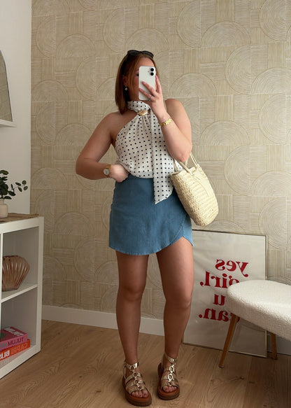 Top à pois blanc - BIANCO