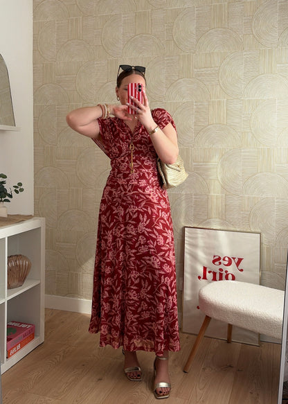 Robe drapée longue - TERRACOTTA