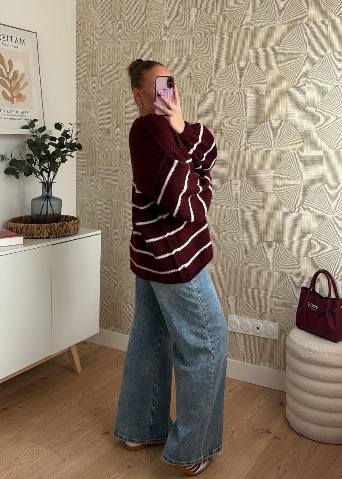 Gilet à rayures bordeaux - CÉLIA