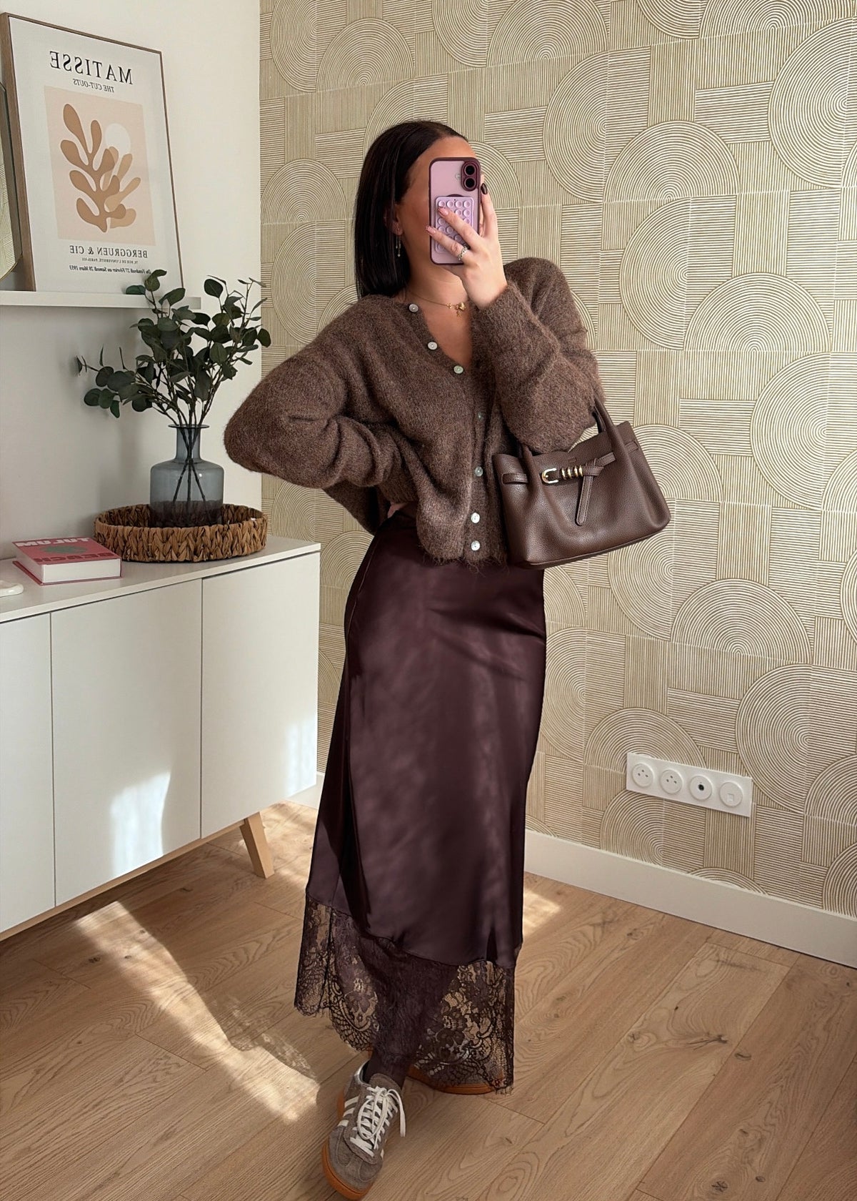 Jupe satinée choco - DENTELLE
