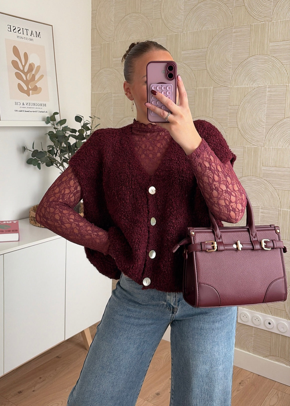 Gilet bouclette bordeaux - JOY