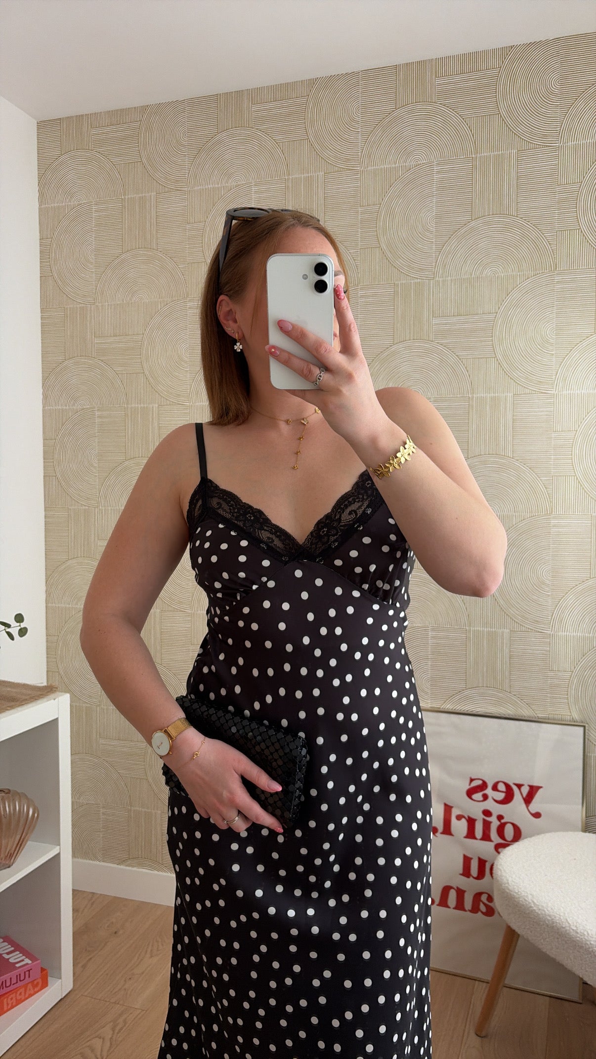Robe longue à pois noir - NIRMA