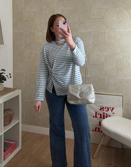 Top marinière drapé bleu - JADE