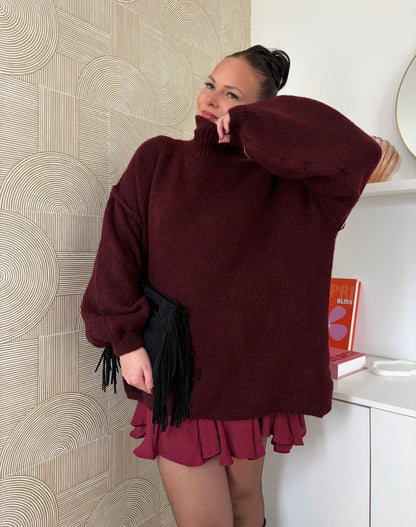 Pull oversize bordeaux - INÈS