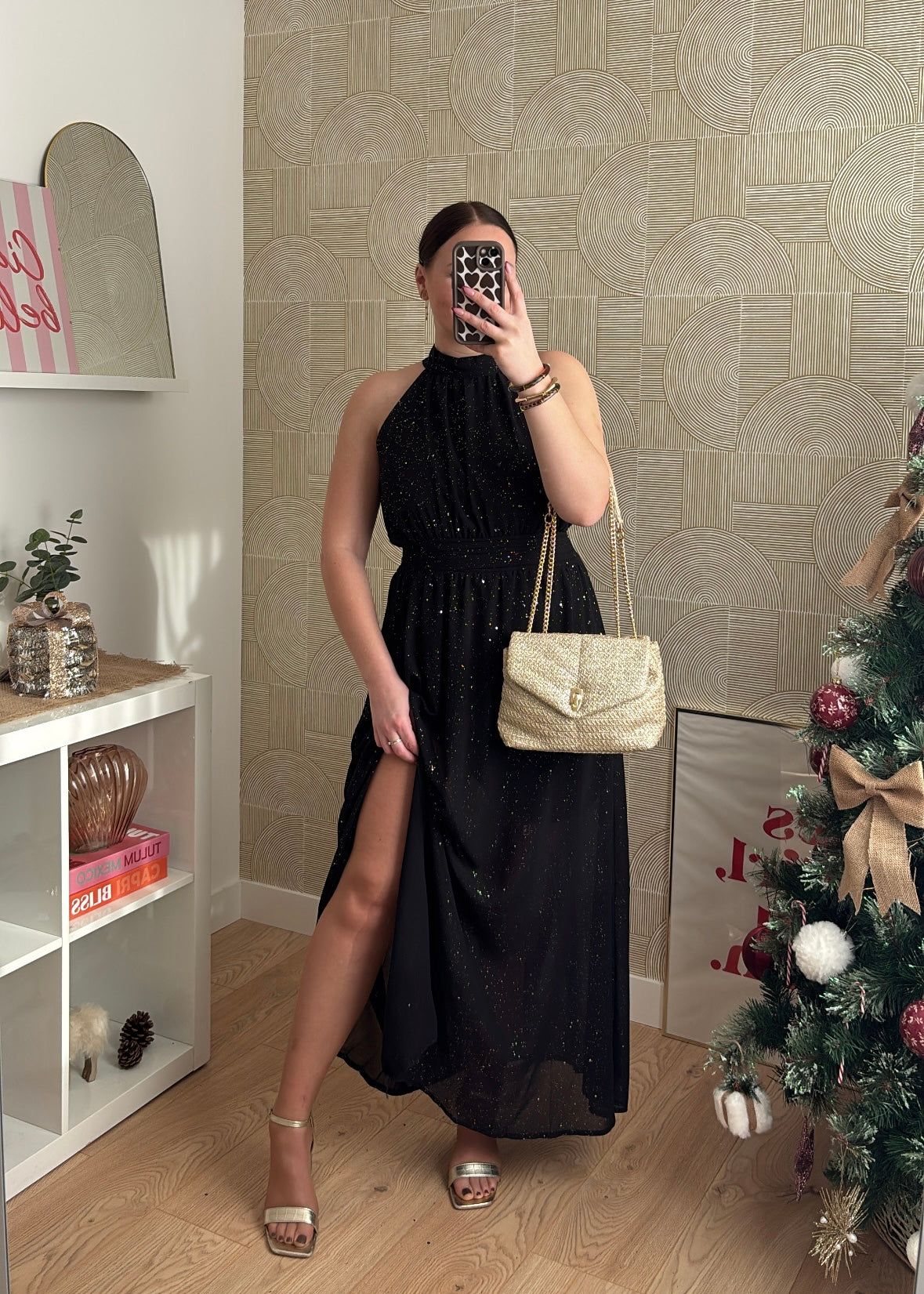 Robe longue noire "L'ÉTINCELANTE"