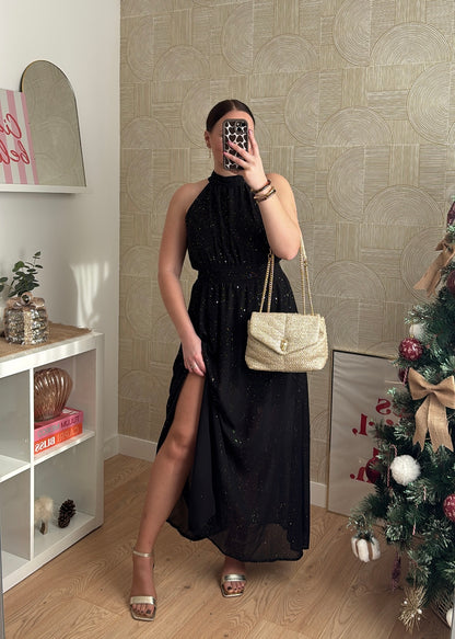 Robe longue noire "L'ÉTINCELANTE"