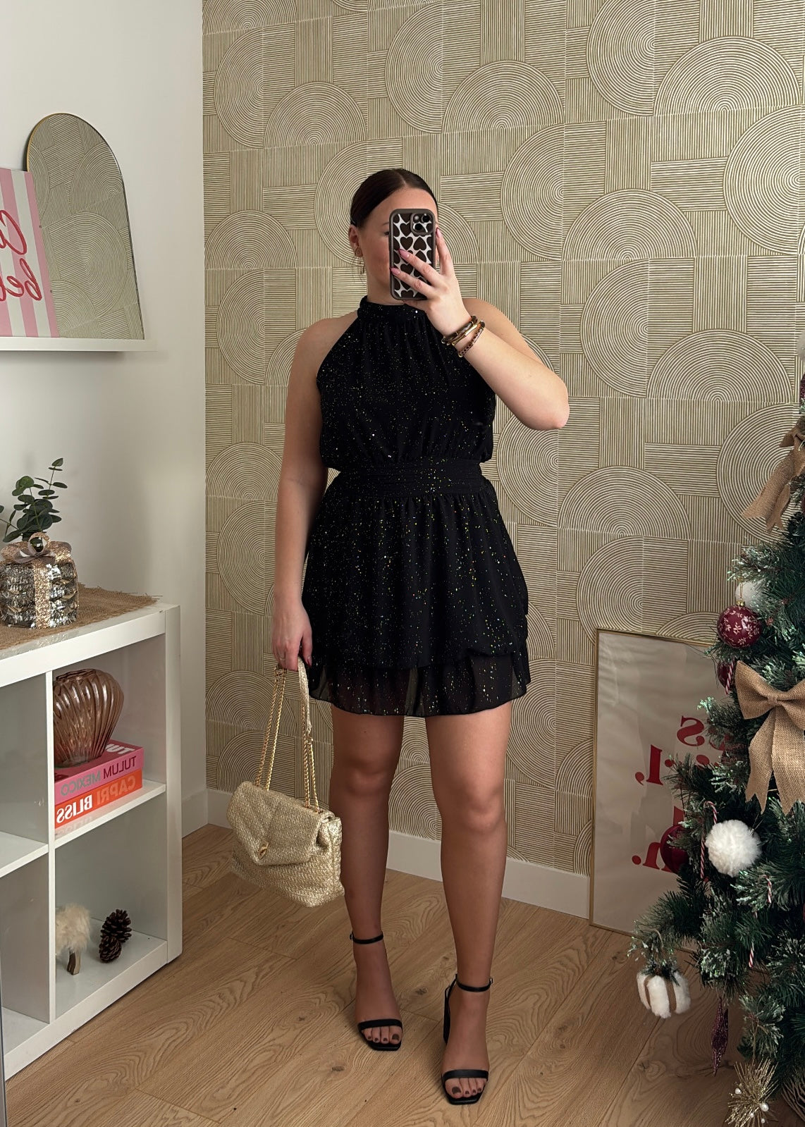 Robe courte noire "LA FLAMBOYANTE"