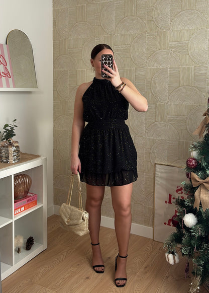 Robe courte noire "LA FLAMBOYANTE"