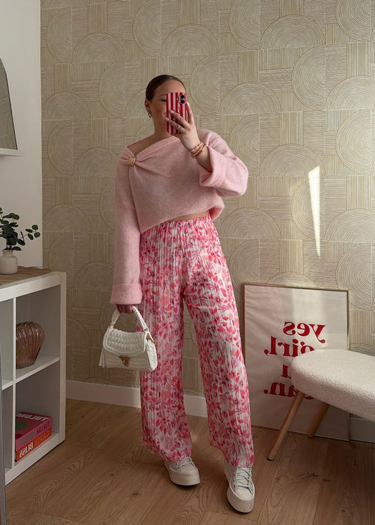Pantalon plissé rose - INAYA