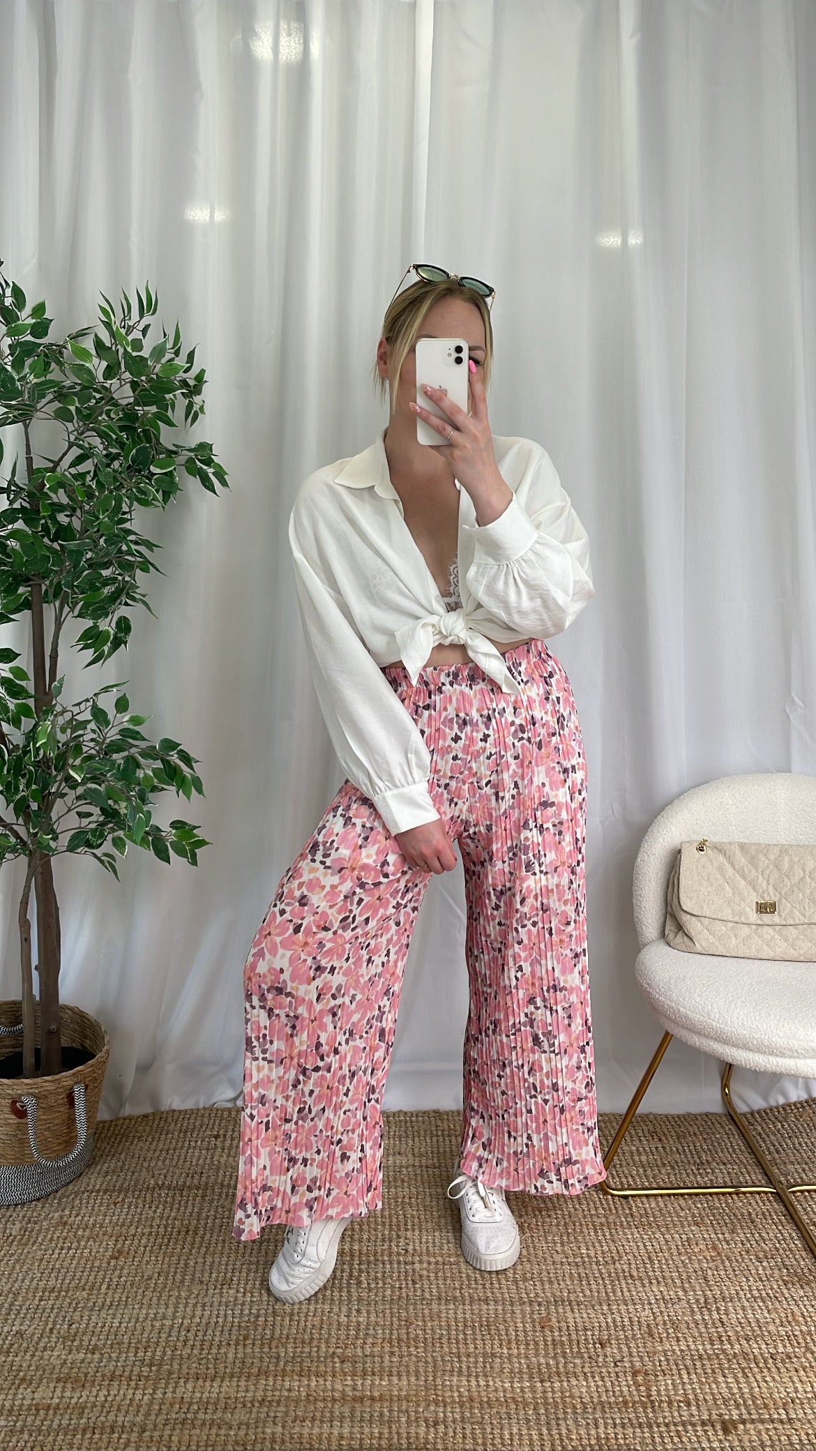 Pantalon plissé HAWA - Rose pâle