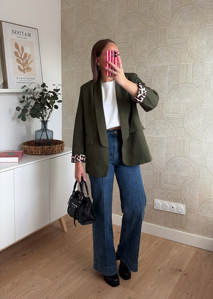 Blazer kaki à revers - LEO