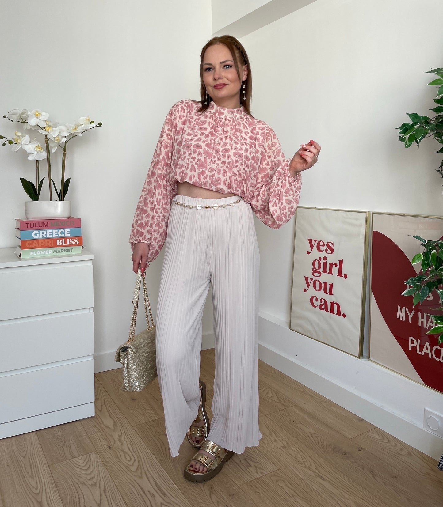 Pantalon plissé beige LYNE