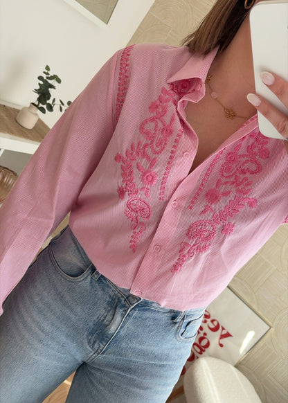 Chemise brodée fleurs - SAVANA