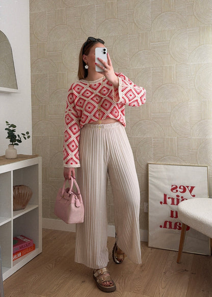 Pantalon plissé beige - ISIS