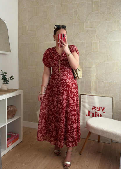 Robe drapée longue - TERRACOTTA