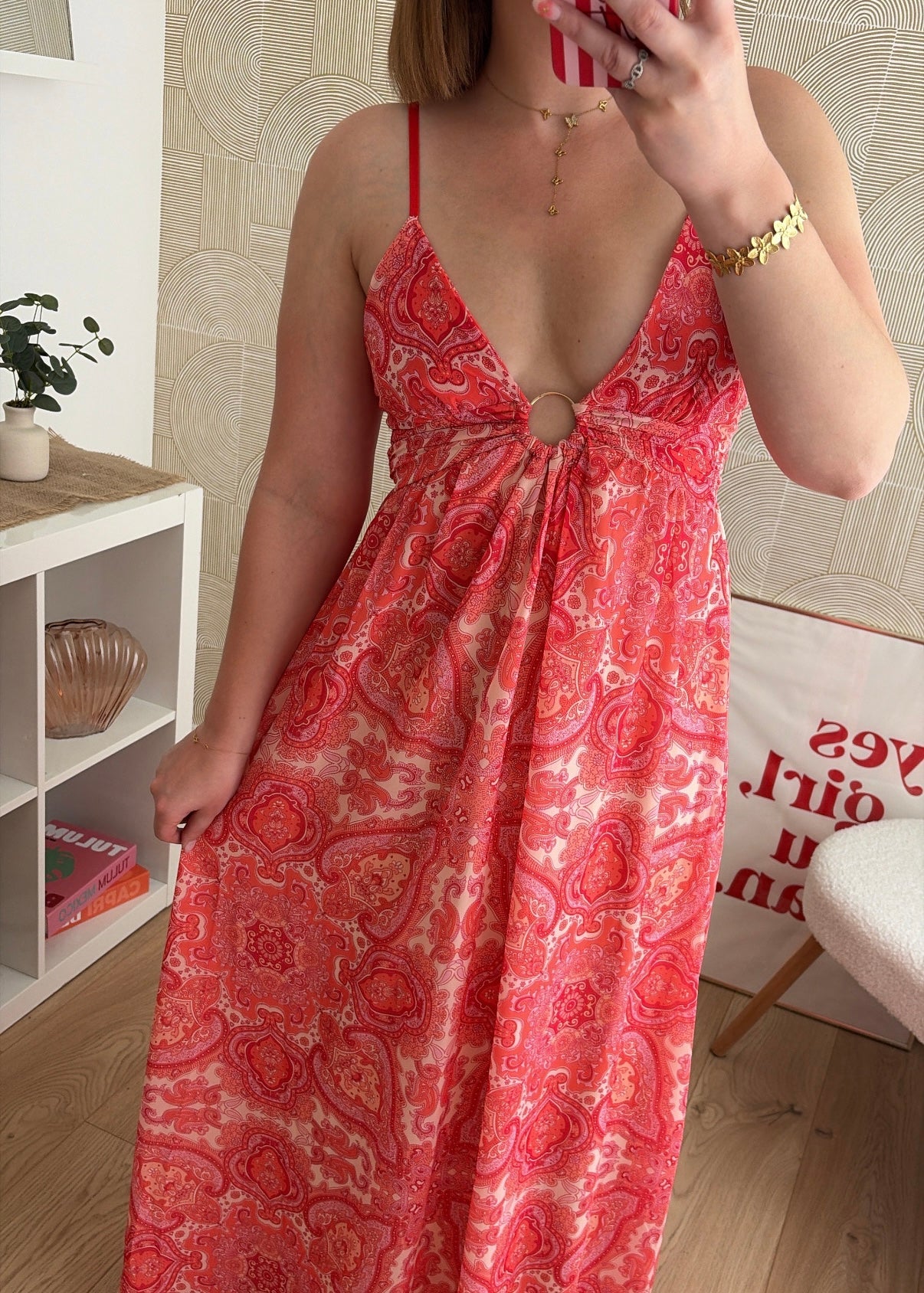 Robe longue corail - SIENNA
