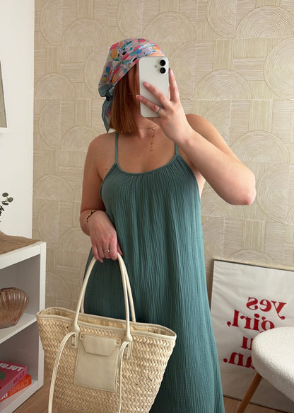Robe longue céladon - NAOMIE