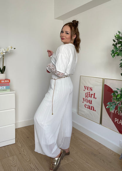 Pantalon plissé blanc LYNE