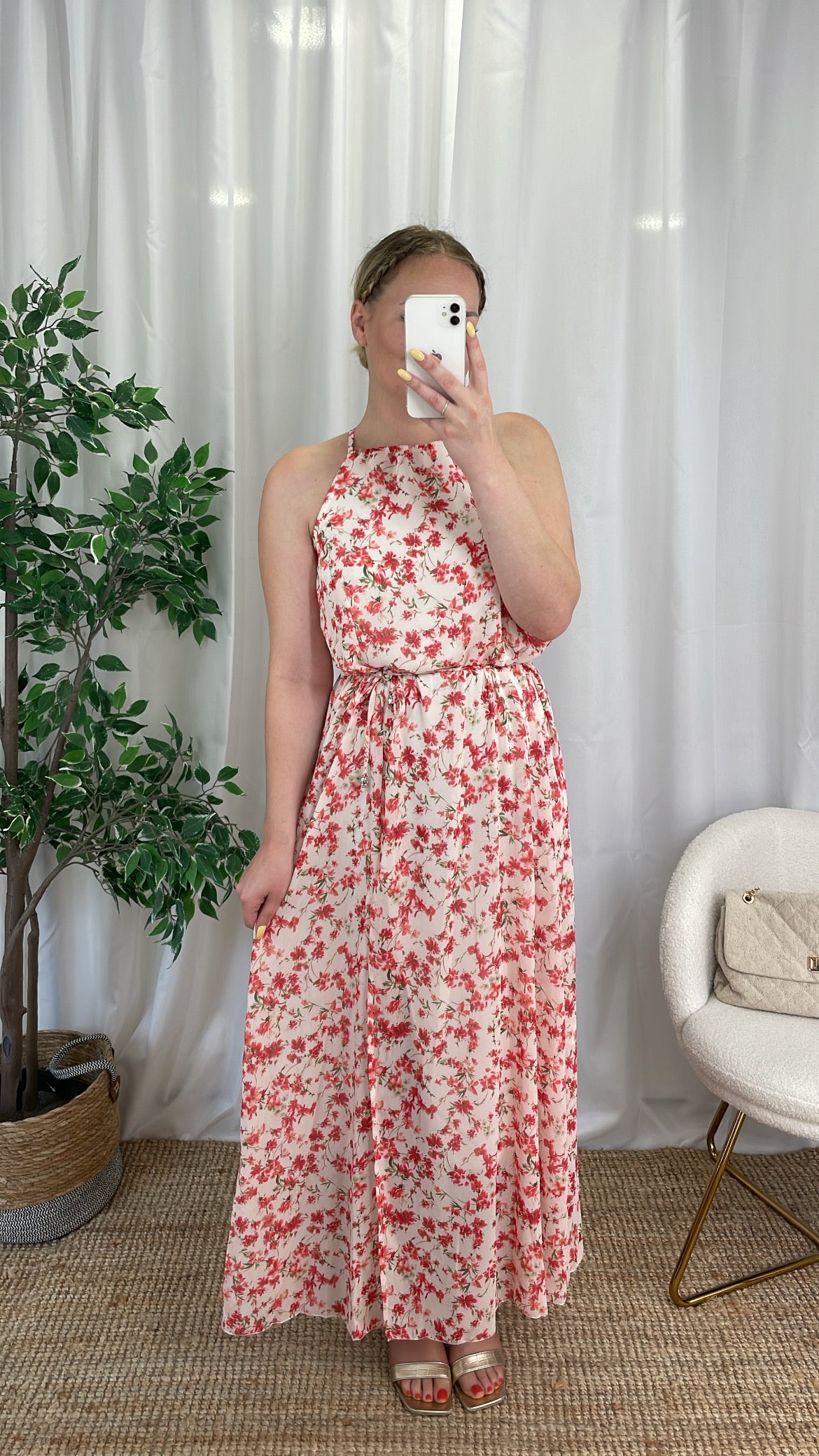 Robe longue à fleurs rouges KIARA