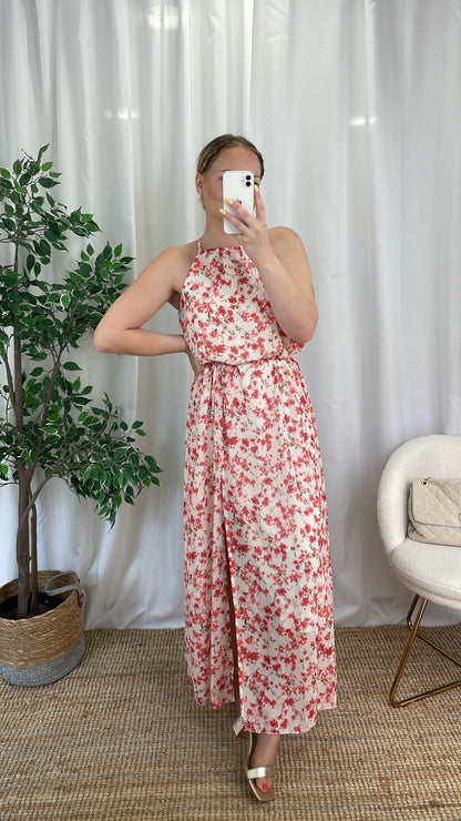 Robe longue à fleurs rouges KIARA