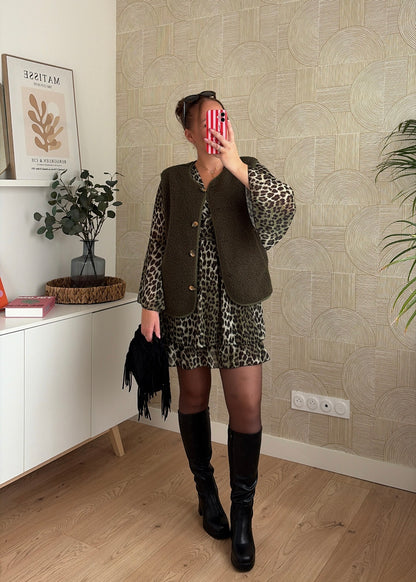 Gilet bouclette kaki - SHAUN