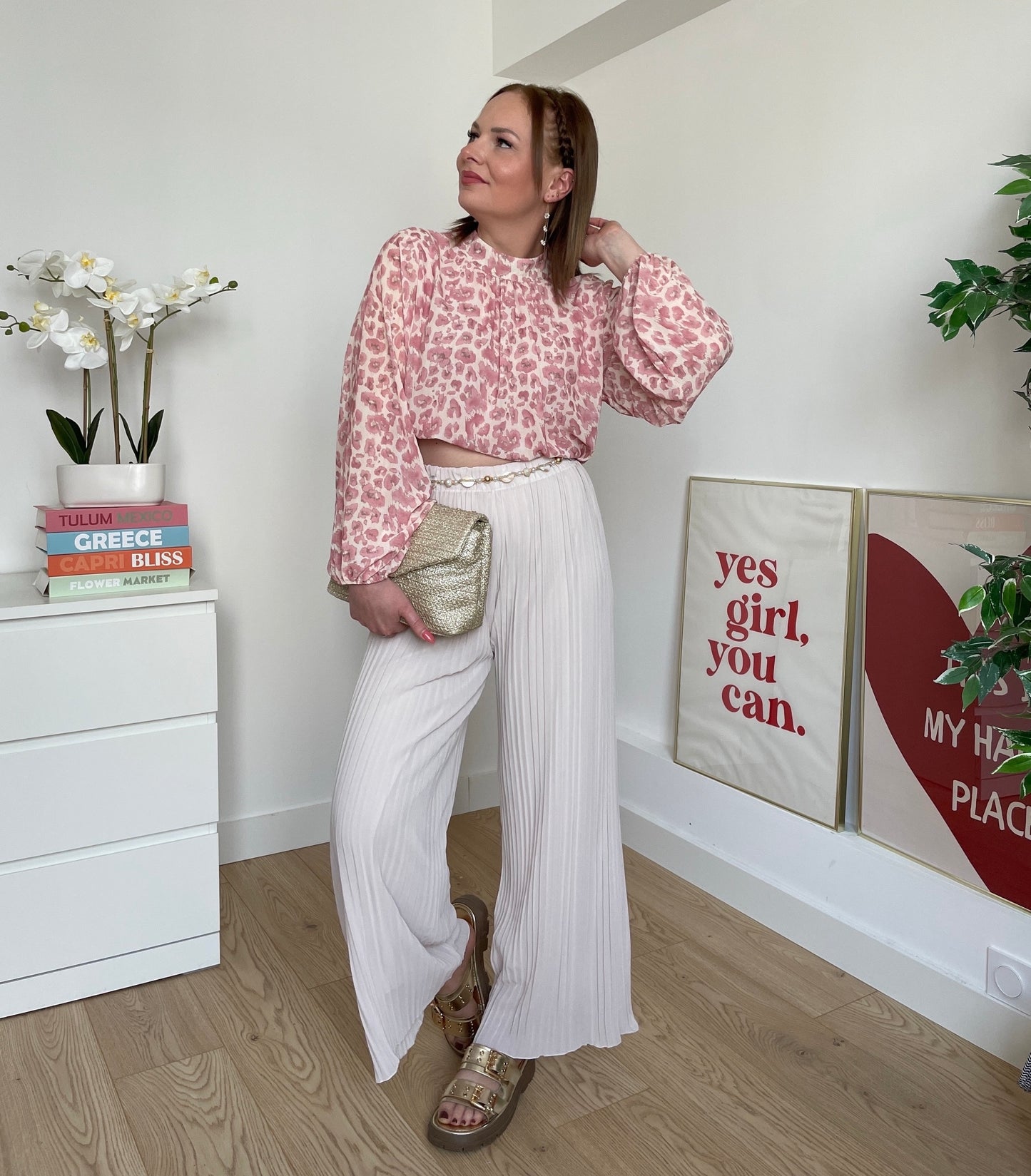 Pantalon plissé beige LYNE