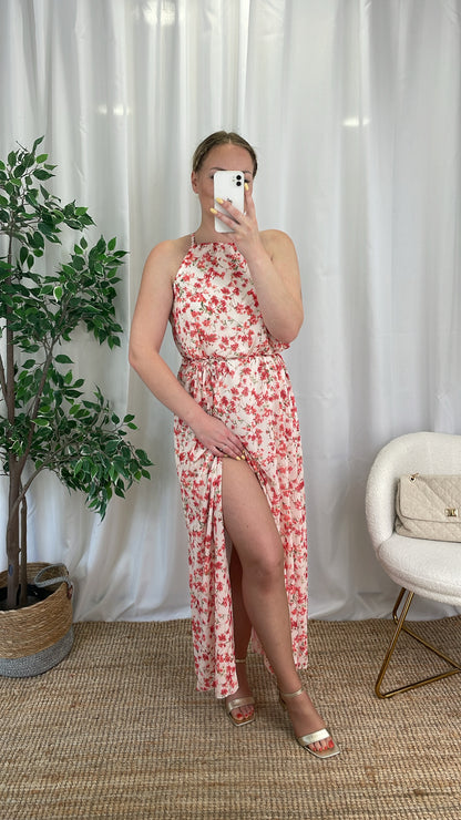 Robe longue à fleurs rouges KIARA