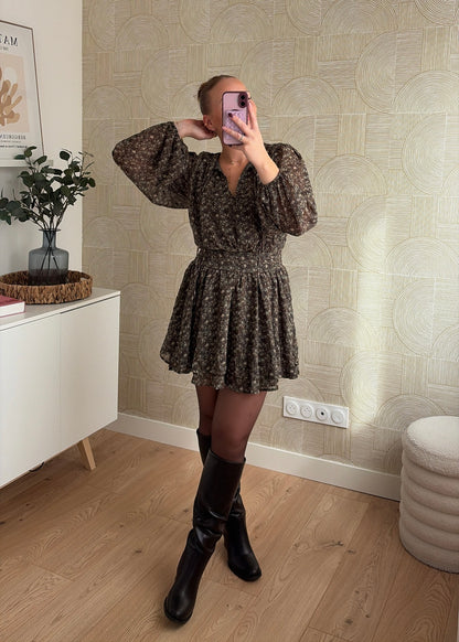 Robe à fleurs kaki - JADE
