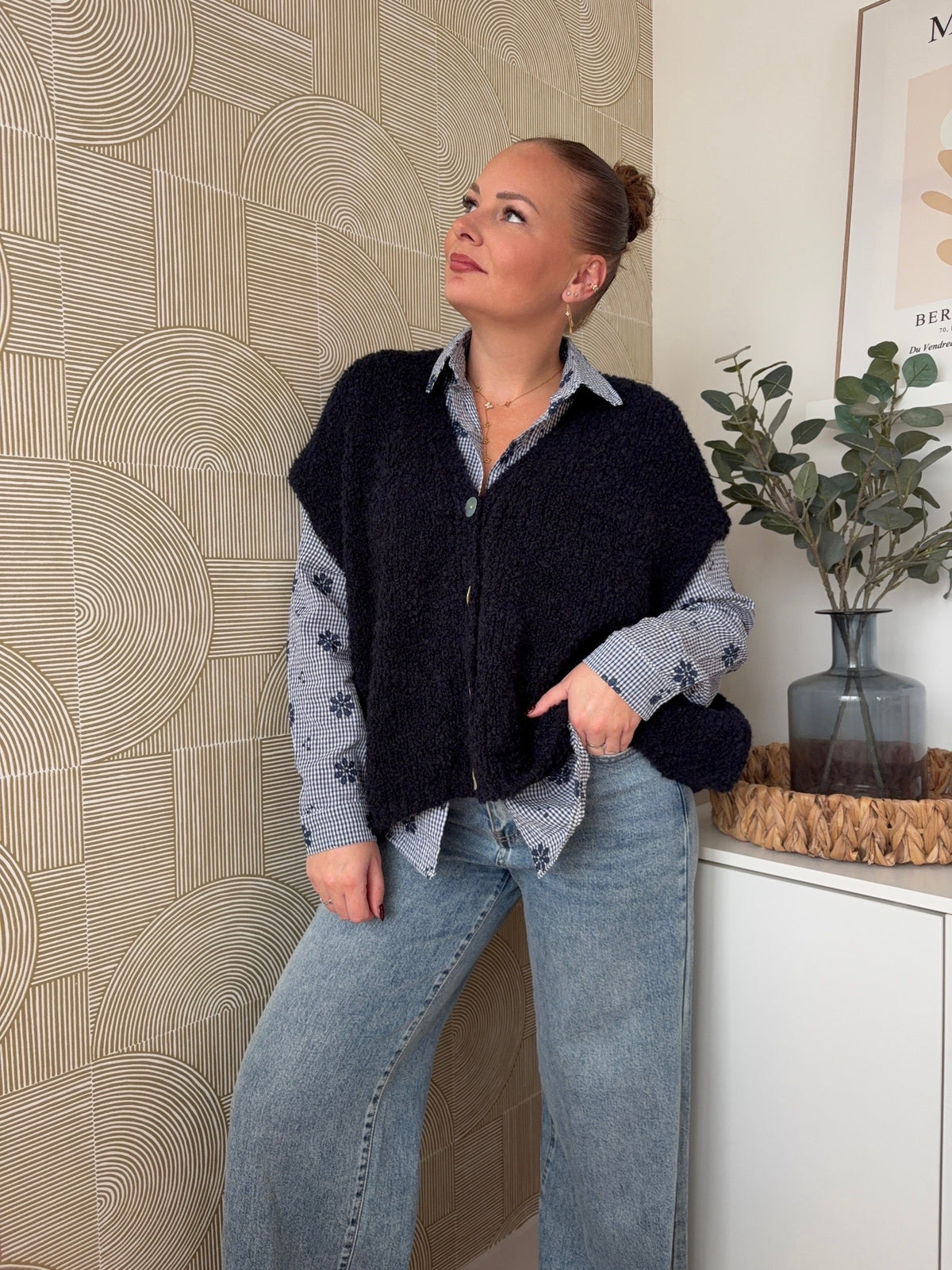 Gilet bouclette bordeaux - JOY