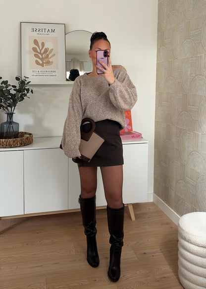 Jupe-short choco - DENTELLE