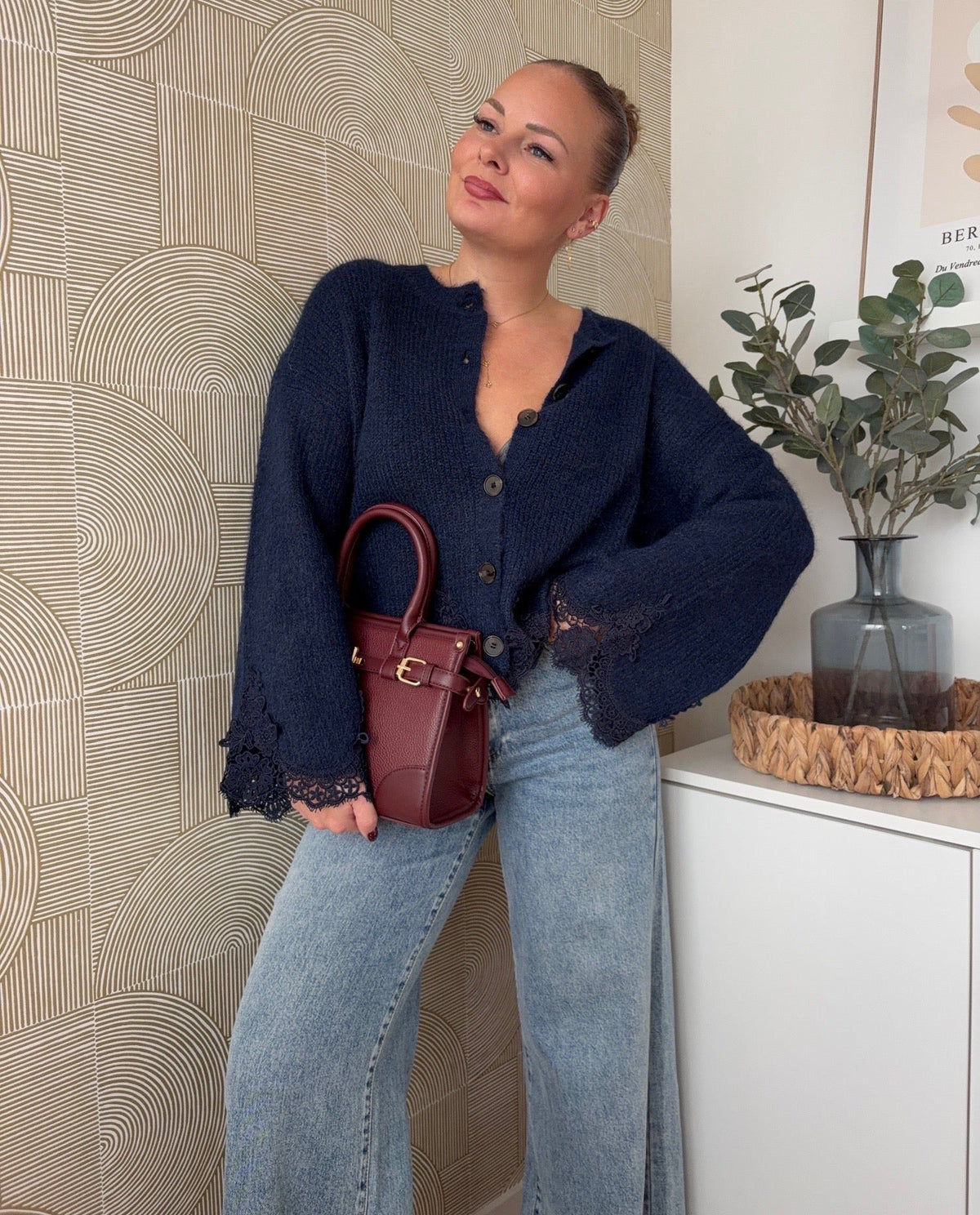 Cardigan navy dentelle - ORIA