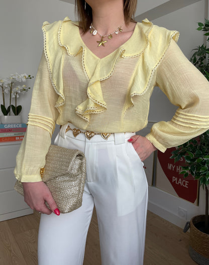Blouse unie jaune ALIX