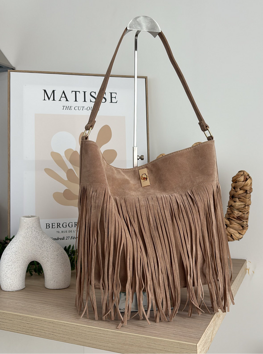 Sac à franges - TAUPE