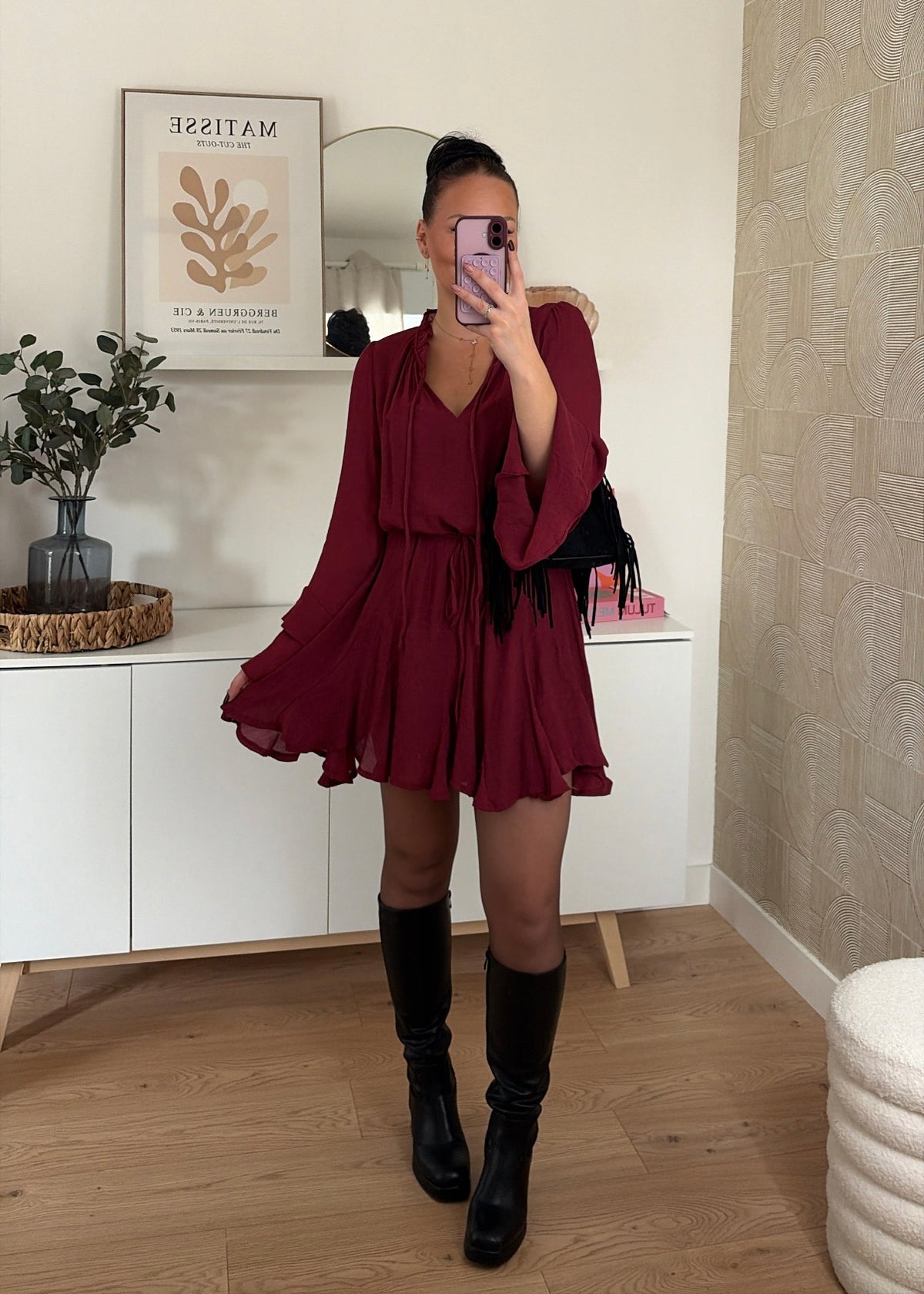 Robe courte bordeaux - CHLÉA