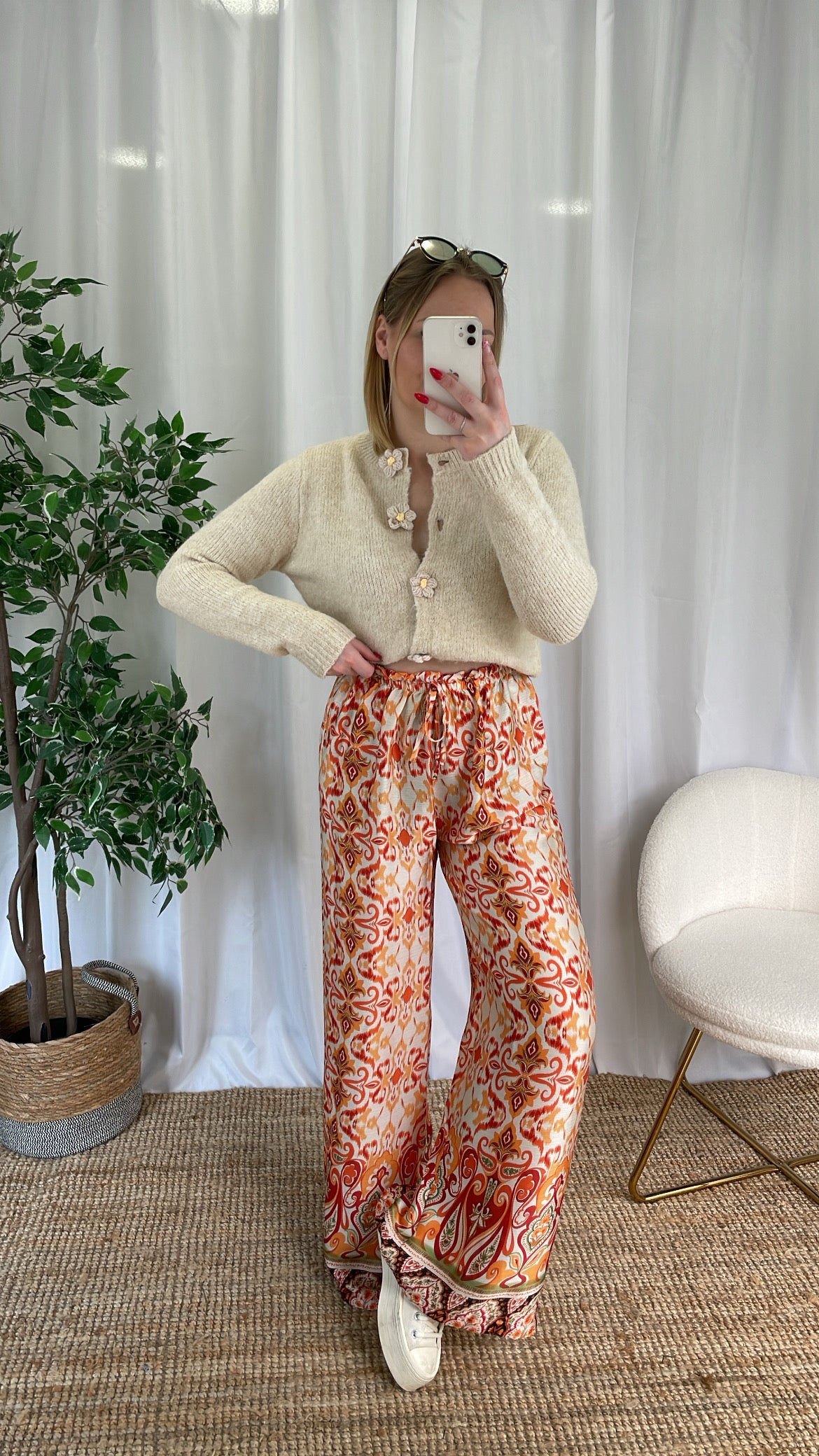 Pantalon fluide orange LUCYA